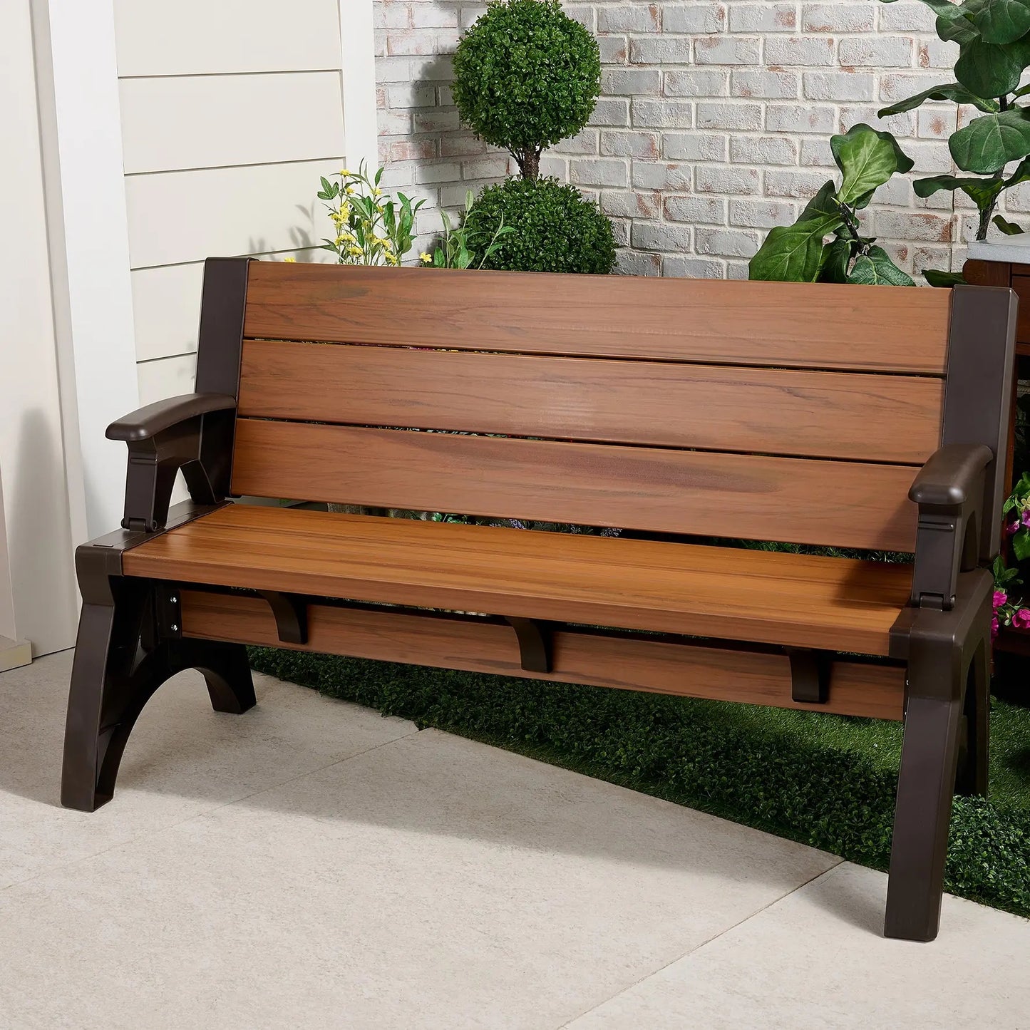 Gen II XL Convert-a-Bench Designer Series, Multi-Purpose Bench Converts into Dining Table, Modern Outdoor Patio Bench & Seat Furniture