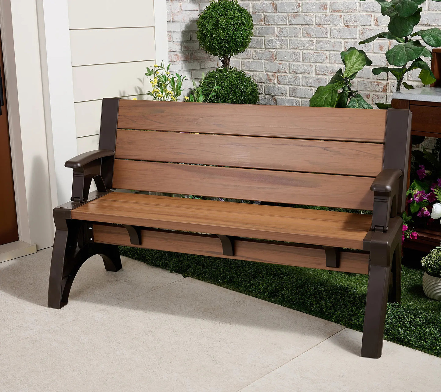 Gen II XL Convert-a-Bench Designer Series, Multi-Purpose Bench Converts into Dining Table, Modern Outdoor Patio Bench & Seat Furniture