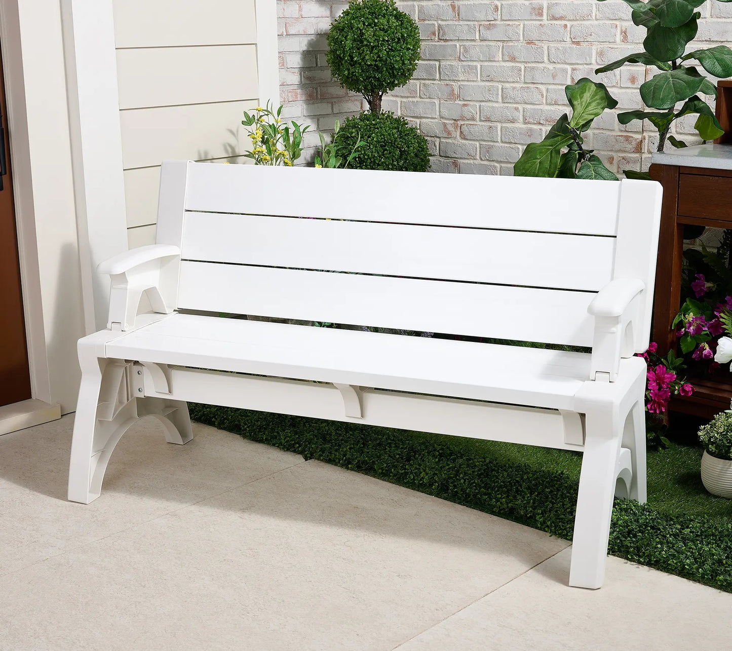 Gen II XL Convert-a-Bench Designer Series, Multi-Purpose Bench Converts into Dining Table, Modern Outdoor Patio Bench & Seat Furniture