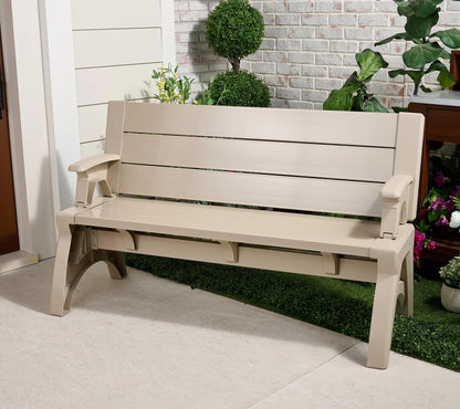 Gen II XL Convert-a-Bench Designer Series, Multi-Purpose Bench Converts into Dining Table, Modern Outdoor Patio Bench & Seat Furniture