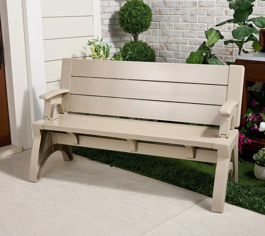 Gen II XL Convert-a-Bench Designer Series, Multi-Purpose Bench Converts into Dining Table, Modern Outdoor Patio Bench & Seat Furniture
