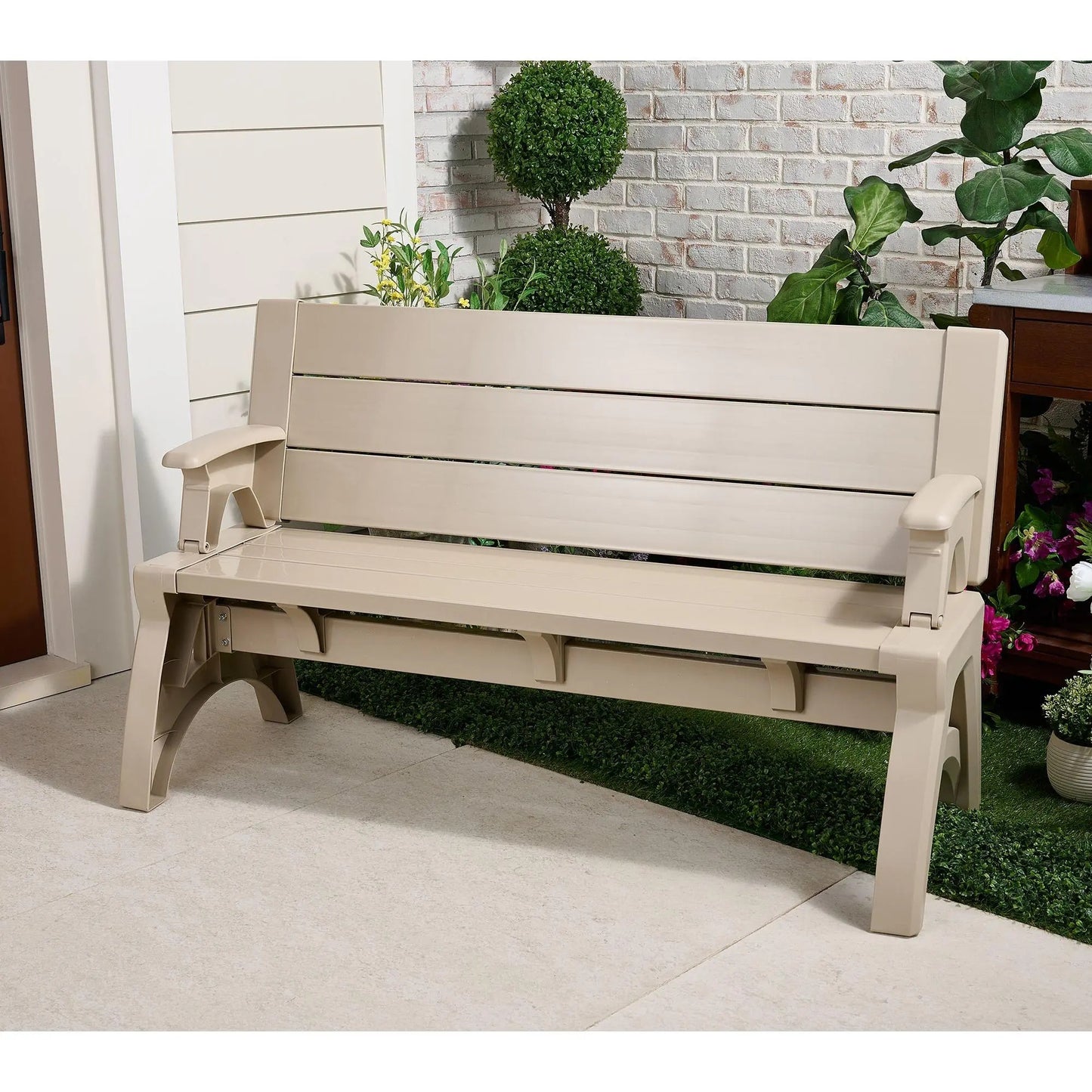 Gen II XL Convert-a-Bench Designer Series, Multi-Purpose Bench Converts into Dining Table, Modern Outdoor Patio Bench & Seat Furniture