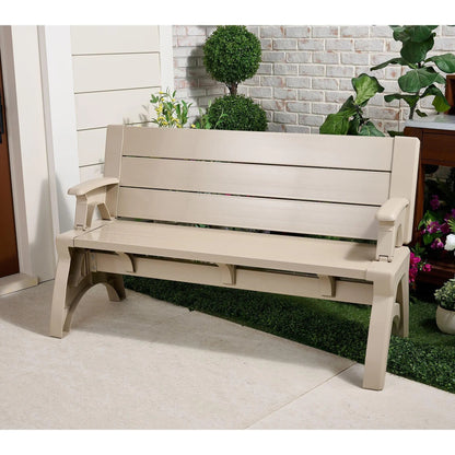 Gen II XL Convert-a-Bench Designer Series, Multi-Purpose Bench Converts into Dining Table, Modern Outdoor Patio Bench & Seat Furniture