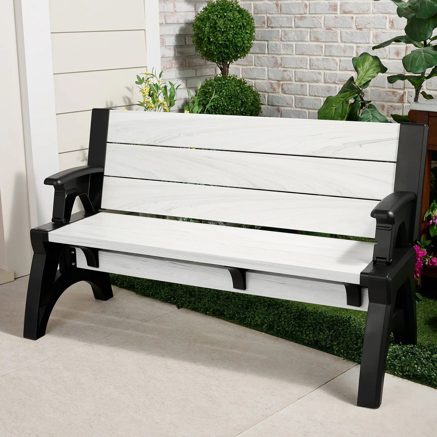 Gen II XL Convert-a-Bench Designer Series, Multi-Purpose Bench Converts into Dining Table, Modern Outdoor Patio Bench & Seat Furniture