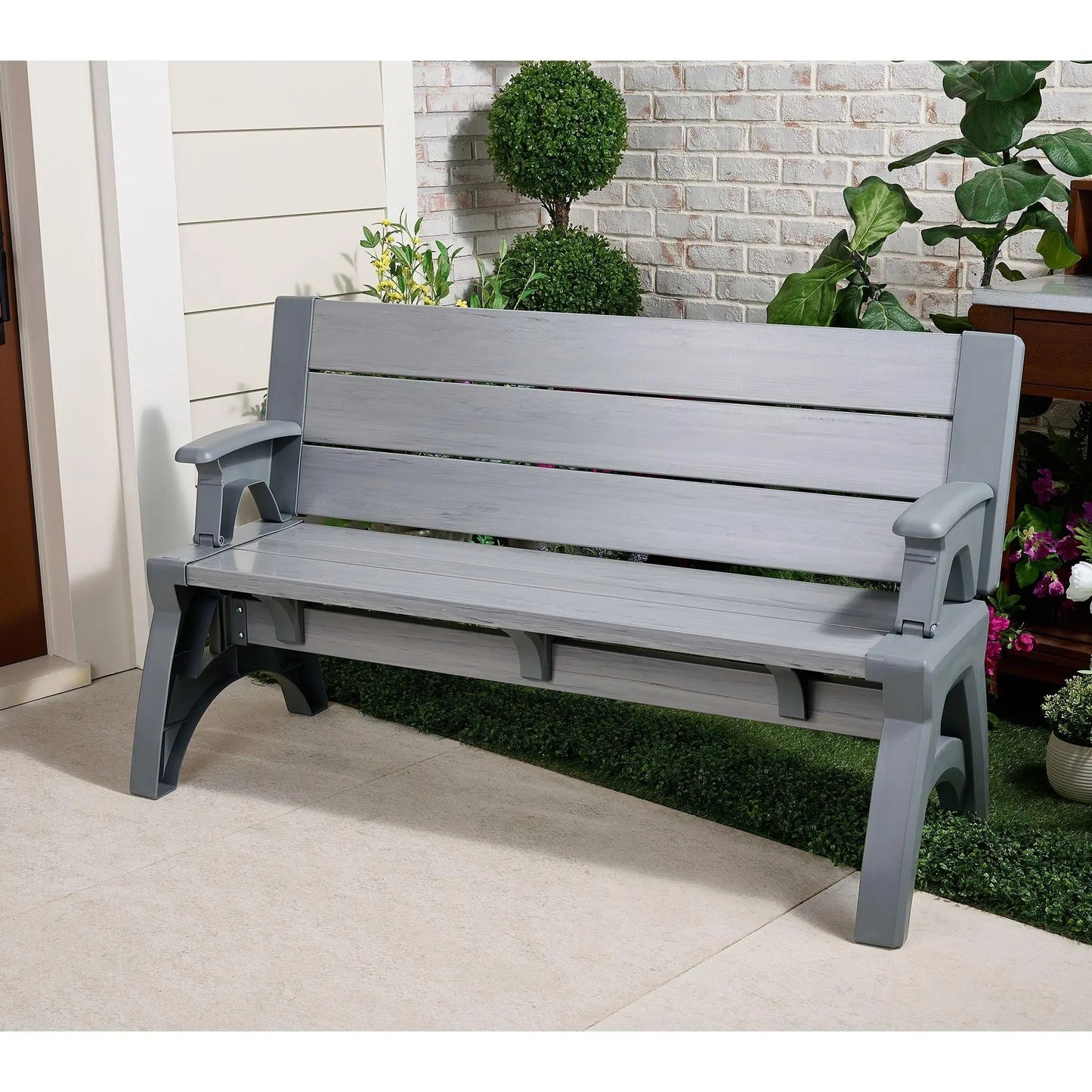 Gen II XL Convert-a-Bench Designer Series, Multi-Purpose Bench Converts into Dining Table, Modern Outdoor Patio Bench & Seat Furniture