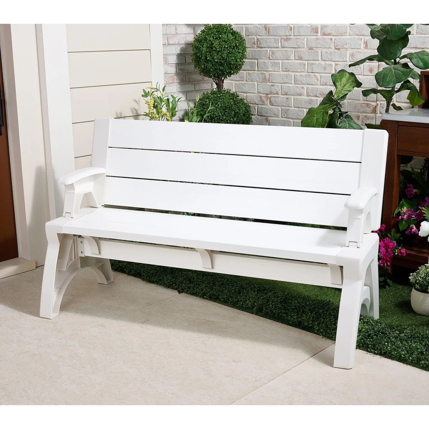 Gen II XL Convert-a-Bench Designer Series, Multi-Purpose Bench Converts into Dining Table, Modern Outdoor Patio Bench & Seat Furniture