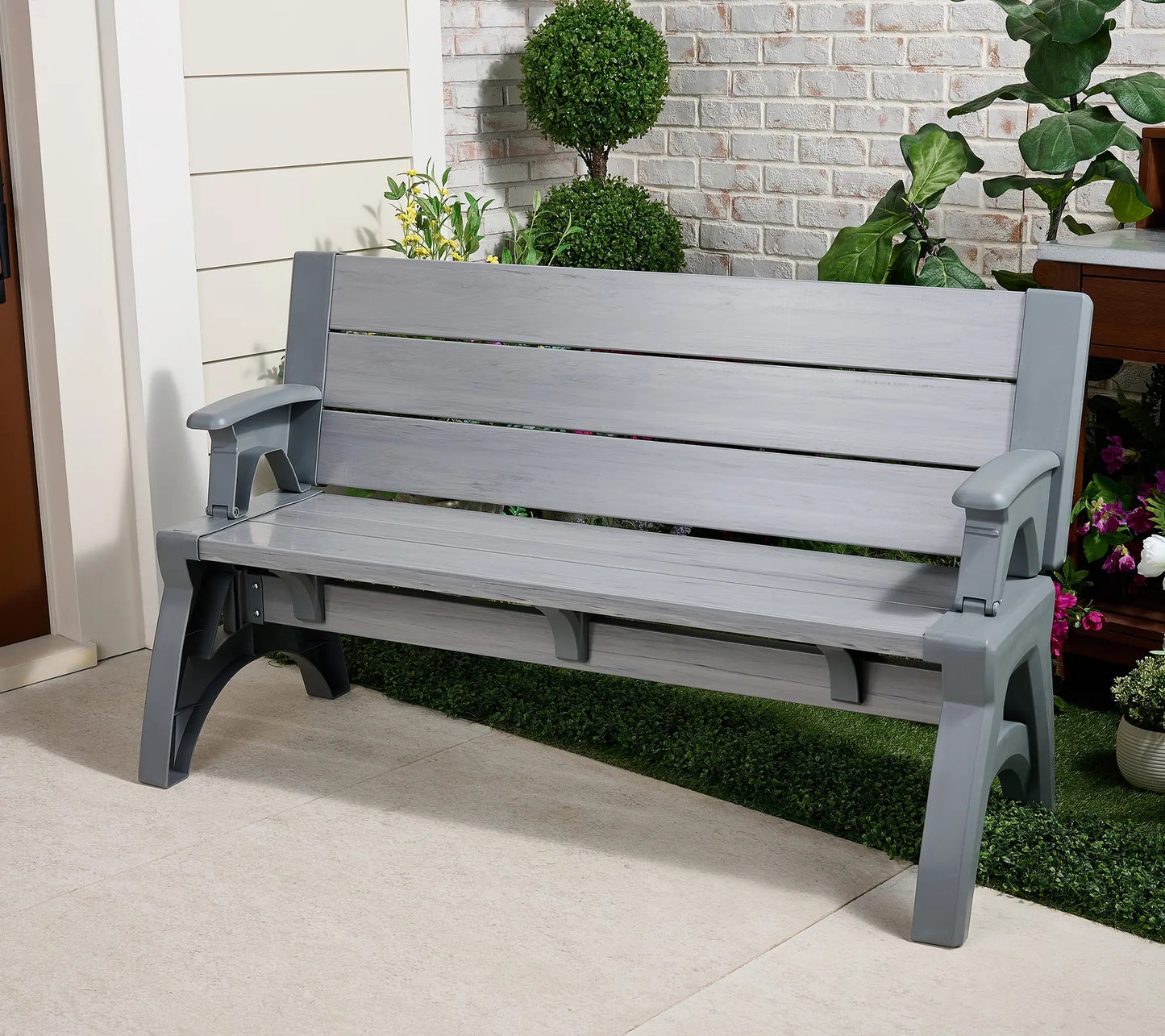 Gen II XL Convert-a-Bench Designer Series, Multi-Purpose Bench Converts into Dining Table, Modern Outdoor Patio Bench & Seat Furniture